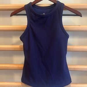 ACTIVE RIBBED TANK TOP WITH SHELF BRA IN NAVY